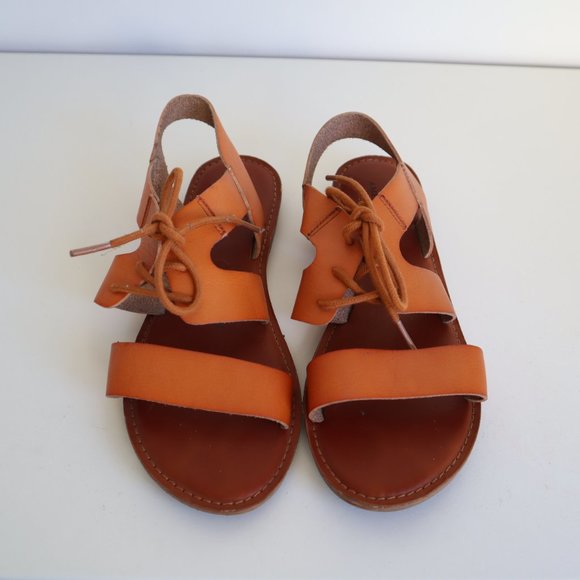 American Eagle Outfitters Brown Leather Gladiator Lace-Up Sandals, Size 8 - Picture 3 of 12